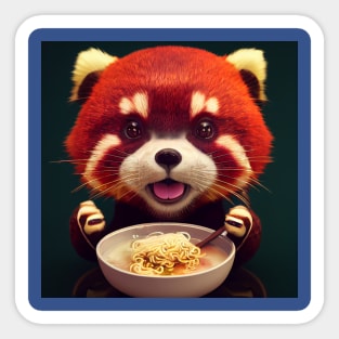 Kawaii Red Panda Eating Ramen Sticker